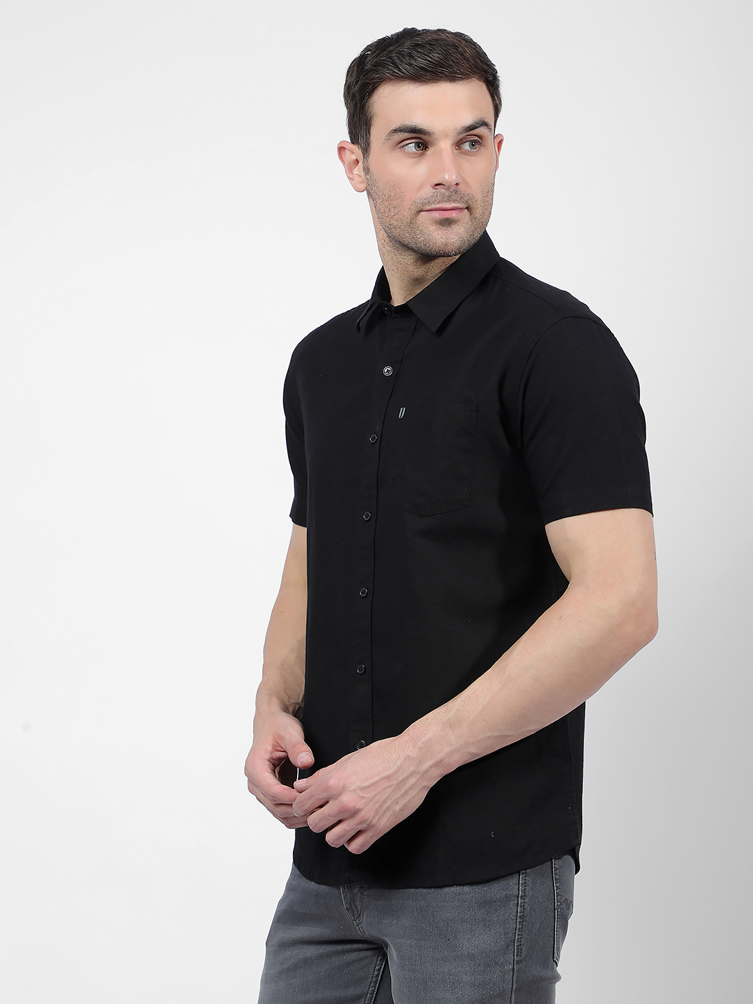 Numero Uno Men Solid Black Shirt